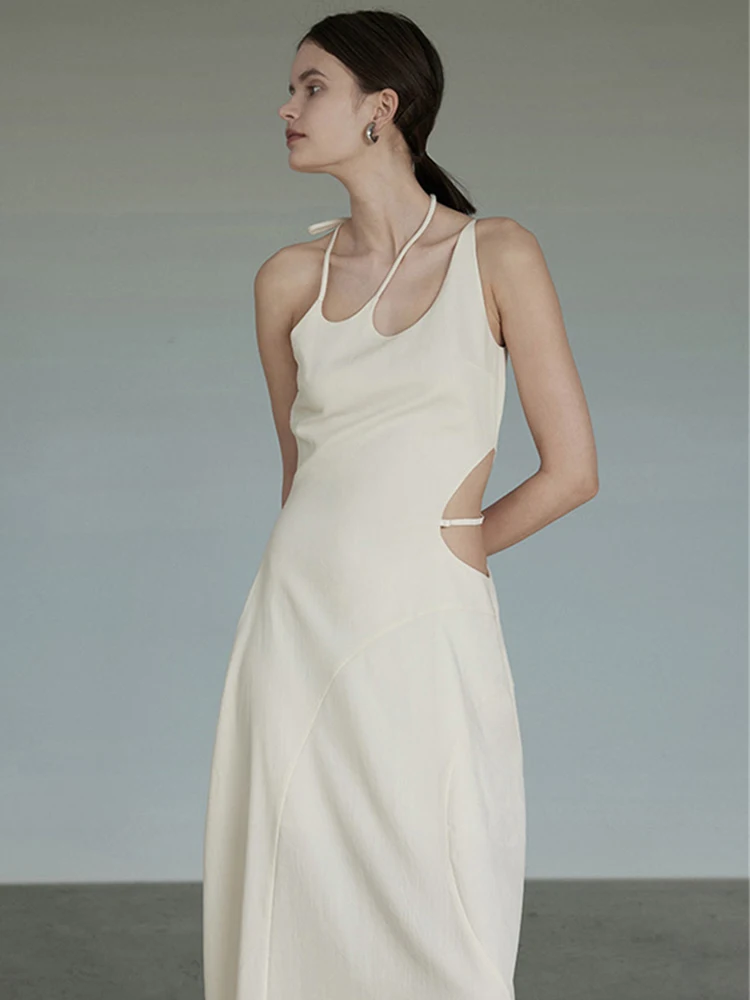 Женское платье миди с открытой спиной летнее сексуальное облегающее без рукавов