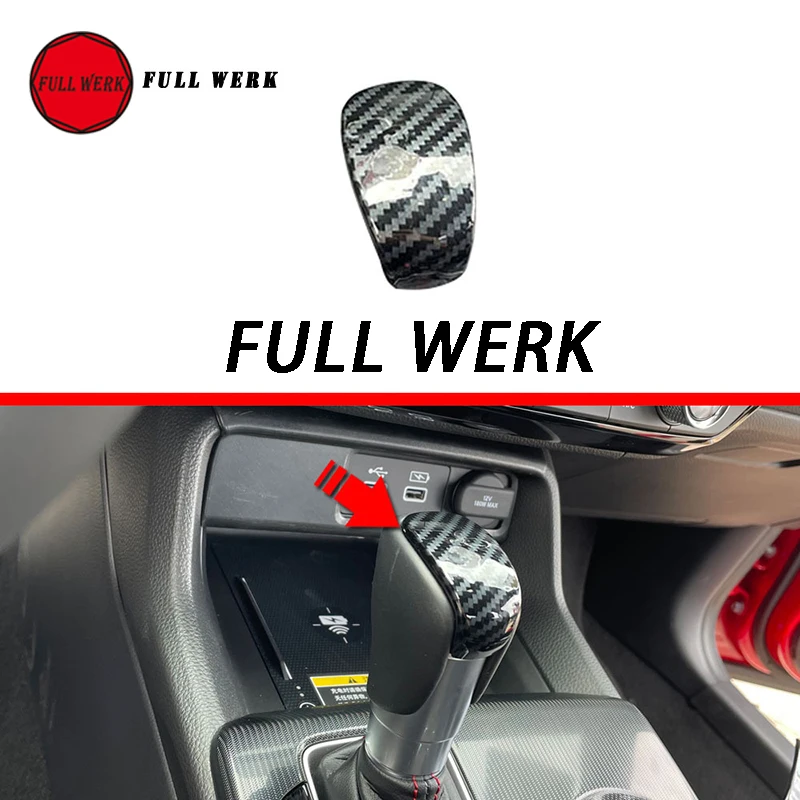 

1pc ABS Car Gear Shift Knob Cover Decoration Cap Sticker Sequins for Honda 11th Civic 2022 Interior Accessory Carbon Fiber Textu
