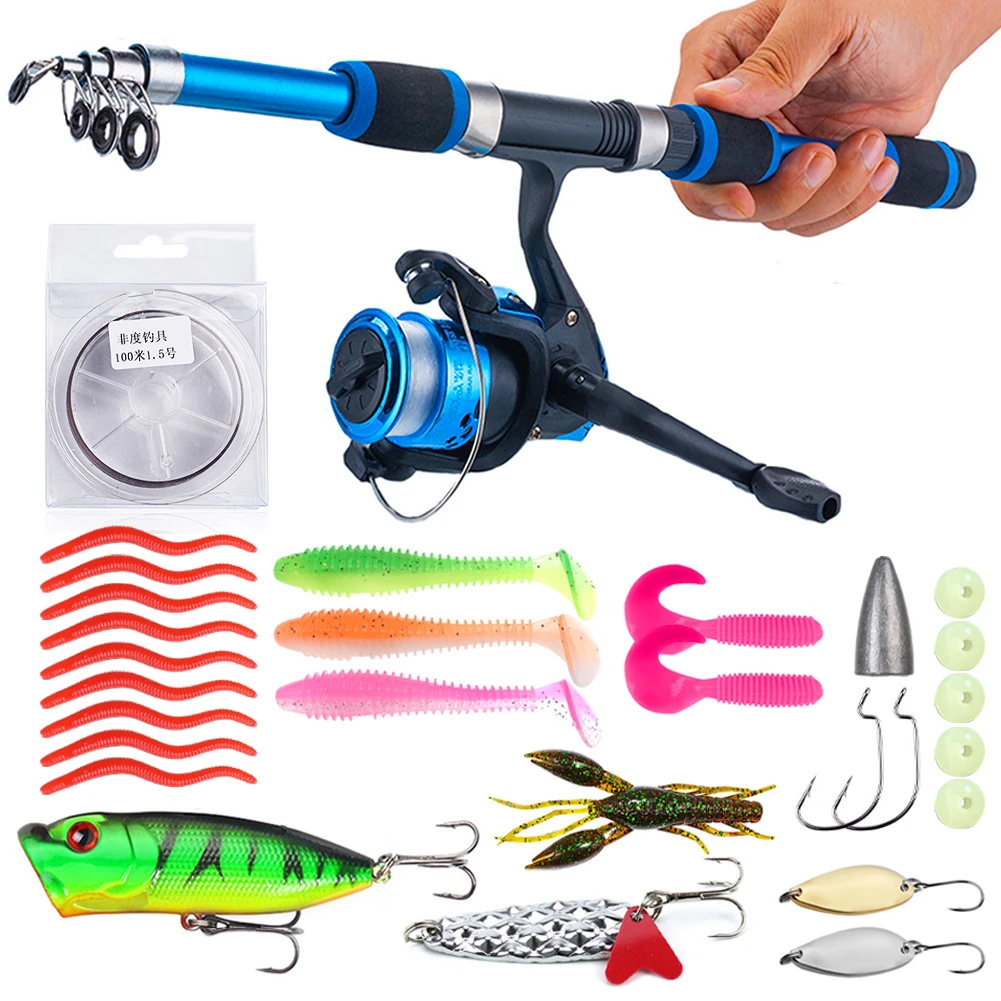 1.8m Telescopic Fishing Rod and Fishing Reel with Fishing Line Fishing Accessories Set for Beginner’s Kids Fishing Pole
