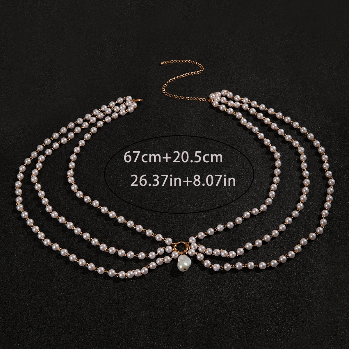 Docona модная многослойная совместная белая цепочка с искусственным жемчугом