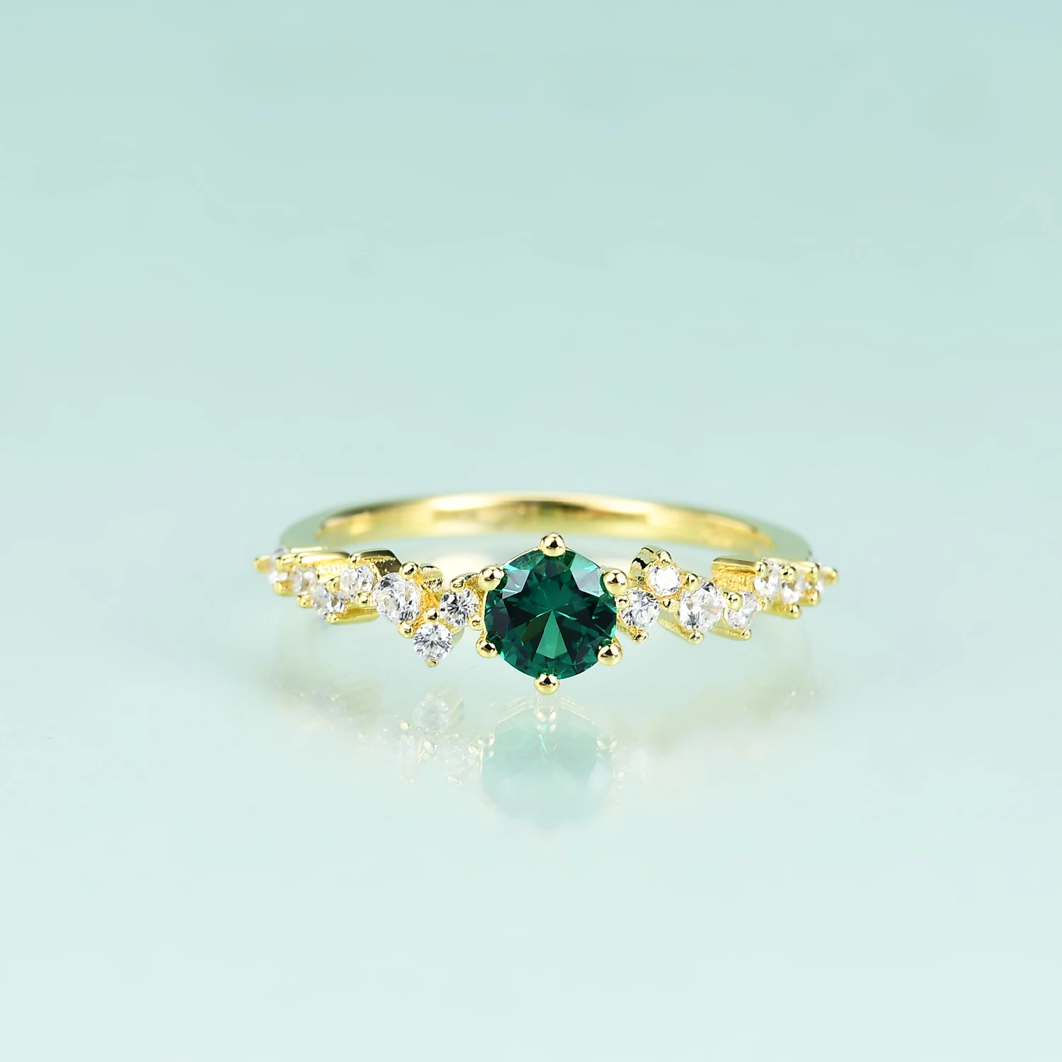 

Gem's Beauty 18K 14K 10K Gold For Women Wedding Band 925 Silver Sterling Green Emerald Cosmic Center Proposal Engagement Ring