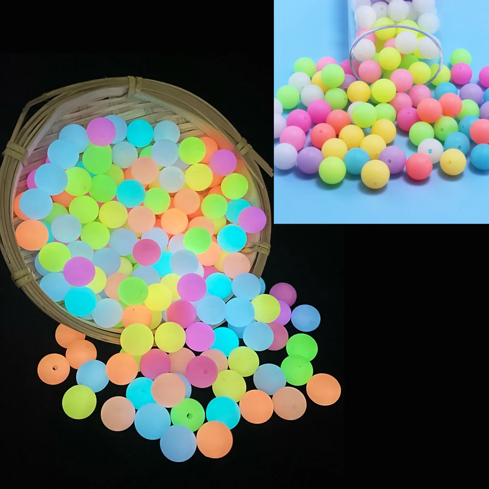 

Luminous Beads 15mm 100pcs Silicone Loose Glow In The Dark Marking DIY Necklace BPA Free For Pacifier Gift Silicon Beads 15mm