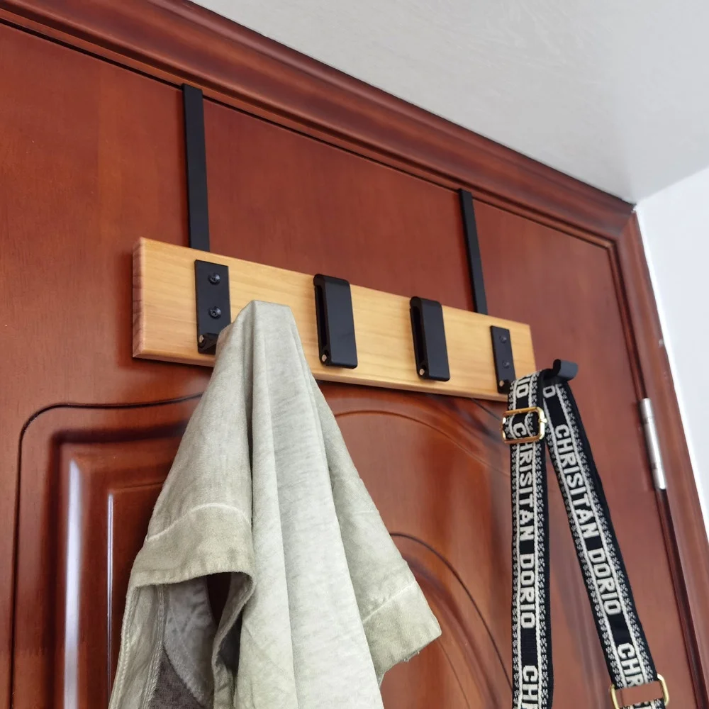 

Eogoe New Foldable Solid Wood Coat Hook Behind Door Luxury Porch Bedroom Bathroom Back Door Hanger No Drilling Bag Cat Hooks