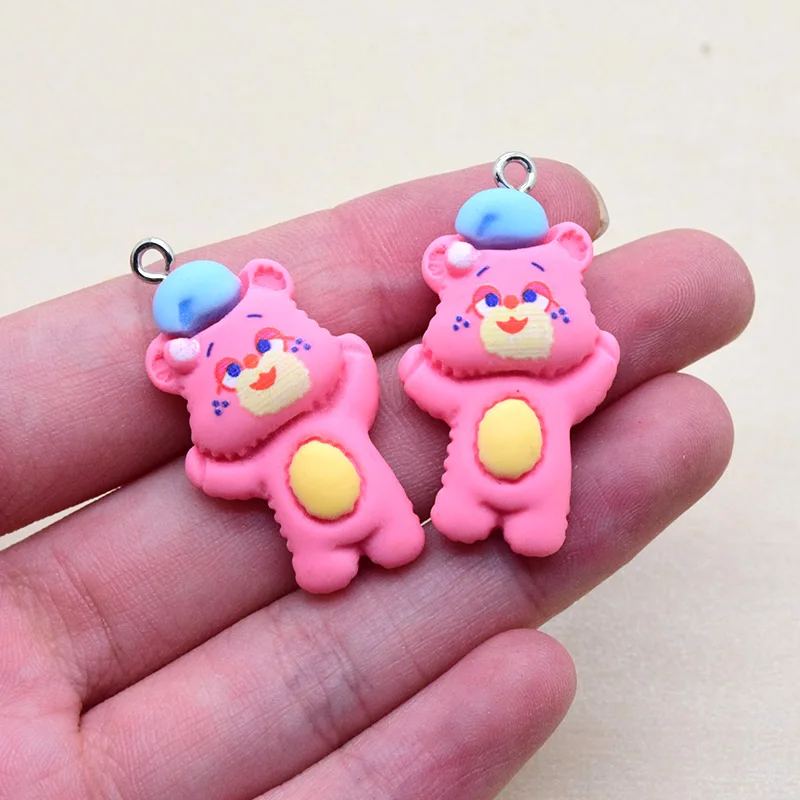 

10pcs Pink Sleeping Bear Cute Resin Charms Cartoon Animal Shape Earring Keychain Pendant Accessory Diy Korean Jewelry Make