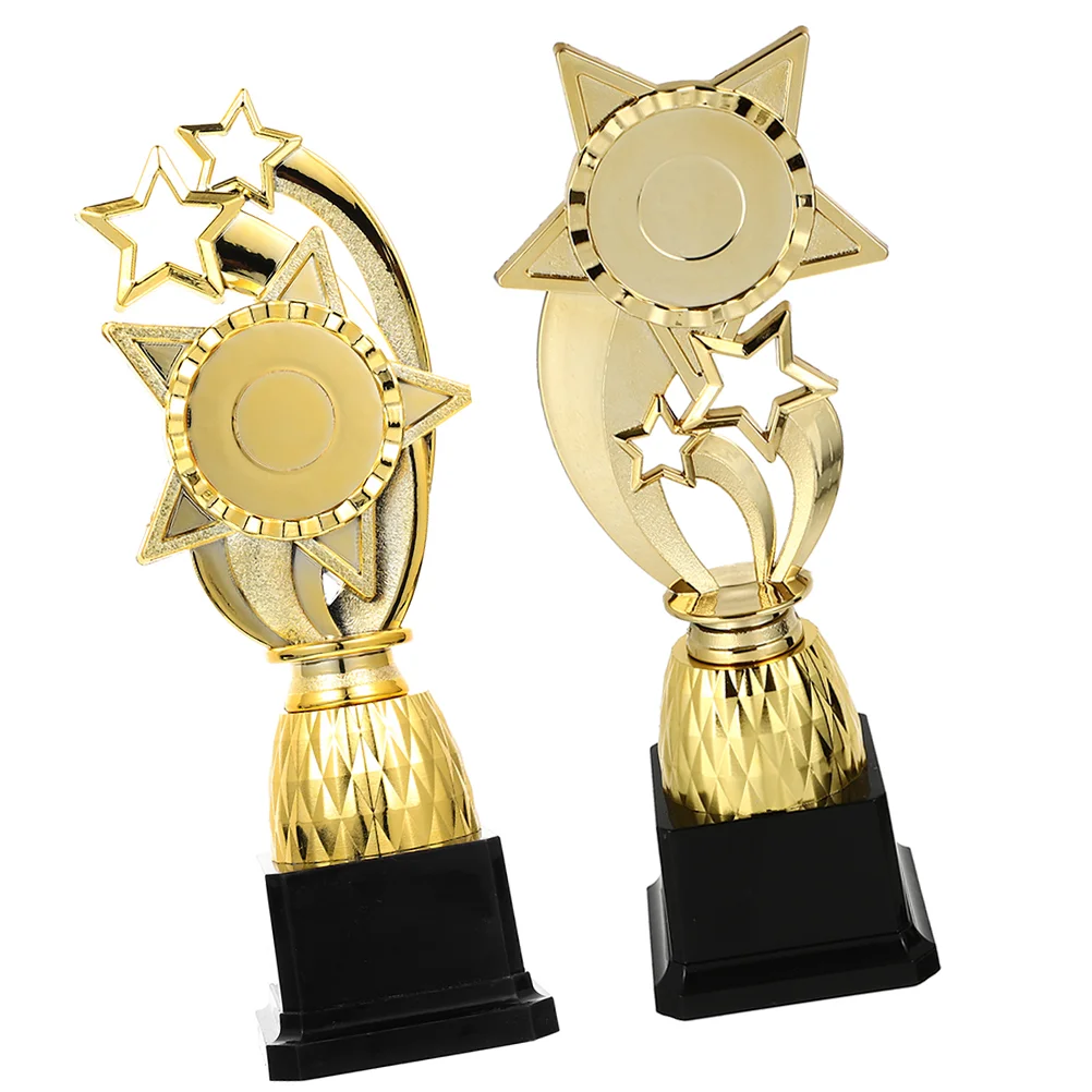 2 Pcs Ceremony Competition Trophy Party Cup Award School Gold Trim Appreciation Gift Celebration Children Mini