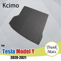 kcimo car trunk mats rear cargo liner boot tray pad auto floor mat carpet interior accessories cover for tesla model y 2020 2021