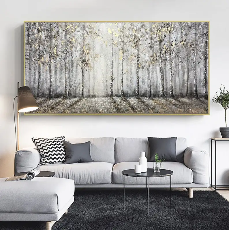 

Large Hand Painted Oil Painting On Canvas Abstract Trees Forest Landscape Nature Wall Art Home Decor For Bedroom Living Room