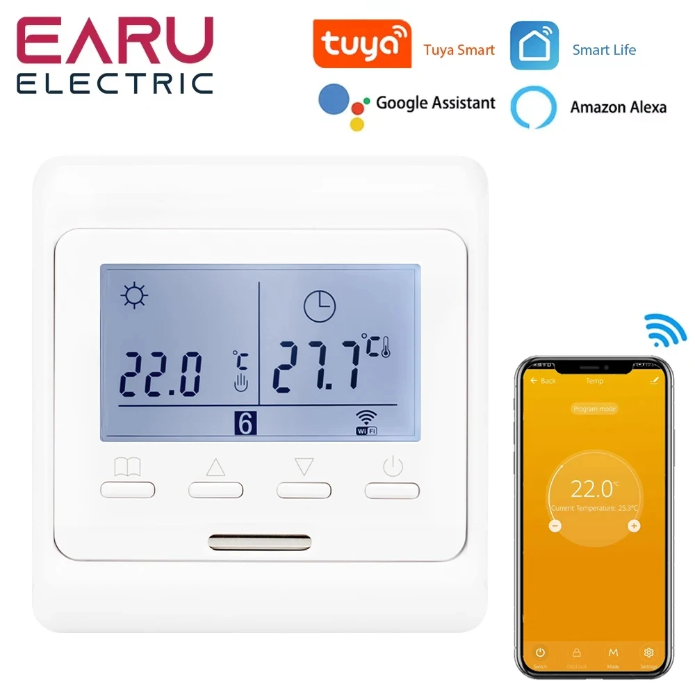Умный термостат Wi-Fi регулятор температуры электрический подогрев пола TRV водяной