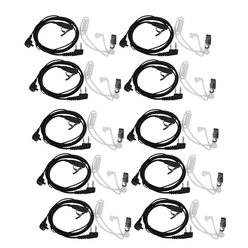 

AYHF-10PCS Walkie Talkie Earphone With Mic For Radio, Air Acoustic Tube Headset Earpiece For Baofeng 888S UV-5R UV-82