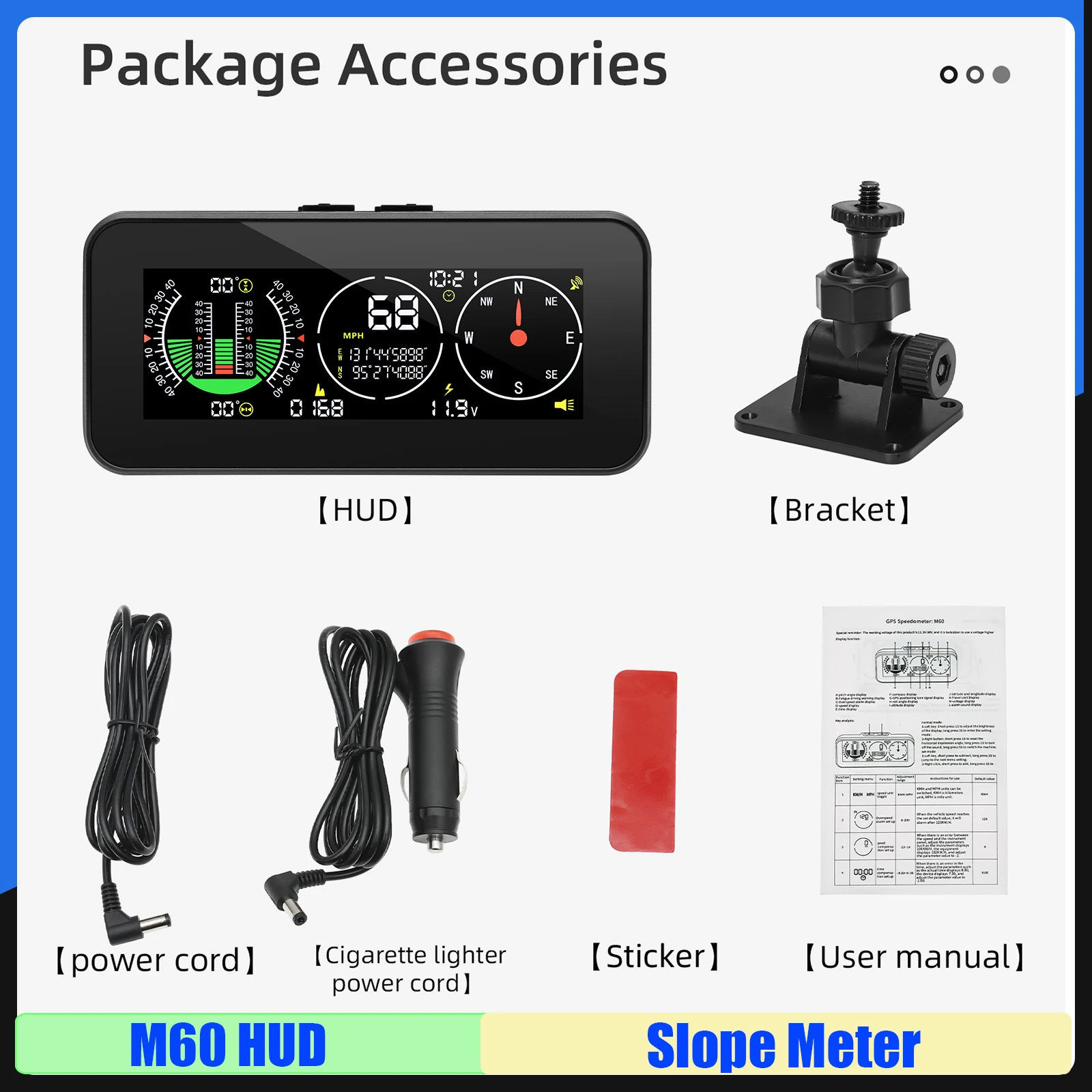 

M50 Измеритель наклона Дисплей GPS + BDS Двухрежимный чип Проекционный дисплей M60 HUD Интеллектуальный инклинометр Внедорожный 4X4 Автомобиль по индивидуальному заказу