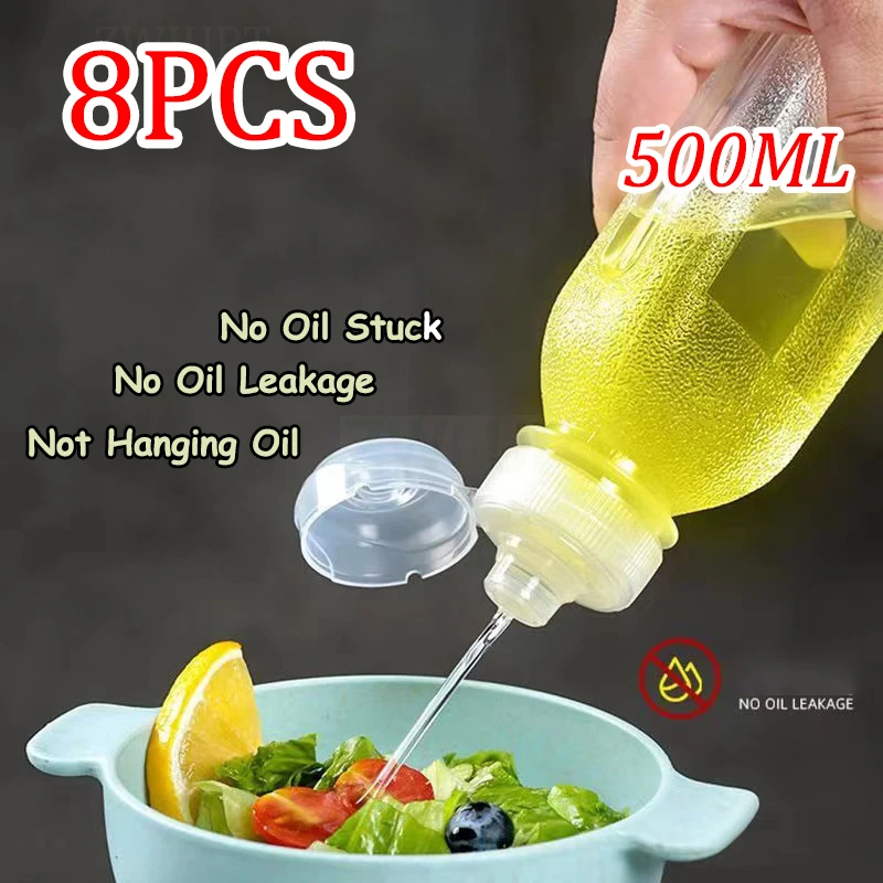 

8PCS Oil Bottle Kitchen Oil Spray Bottle Condiment Squeeze Bottles Cooking Baking Ketchup Mustard Mayo Hot Sauces Olive BBQ