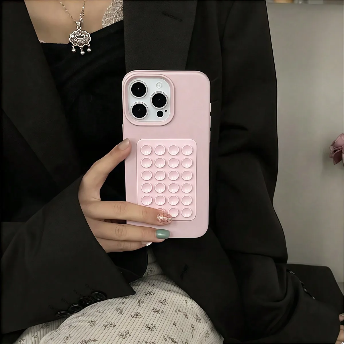 Фото Чехол для телефона с 3D присоской и узором личи для iPhone 17 16 15 Pro Max Plus 16E 14 13 12 11 Pro Max X XS XR, противоударный чехол №4