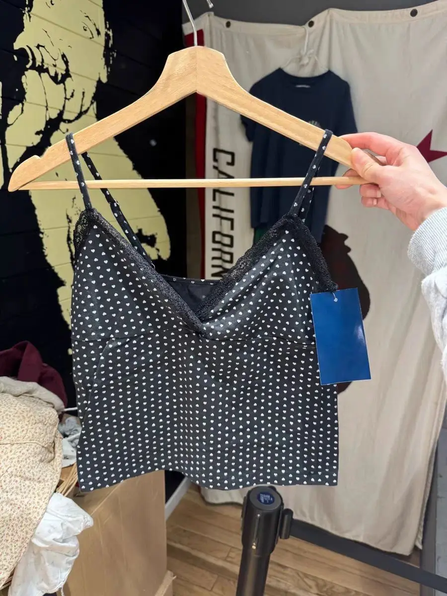 z koronkowym wykończeniem w kształcie serca kamizelkę i majtkami 2-częściowy zestaw damski dekoltem szpic elastyczną talią. Majtki Sweet Home