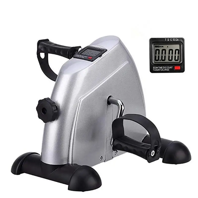 

Indoor Exercise Bike Resistance Adjustable Mini Pedal Exerciser with LCD Display without Battery (Silver)