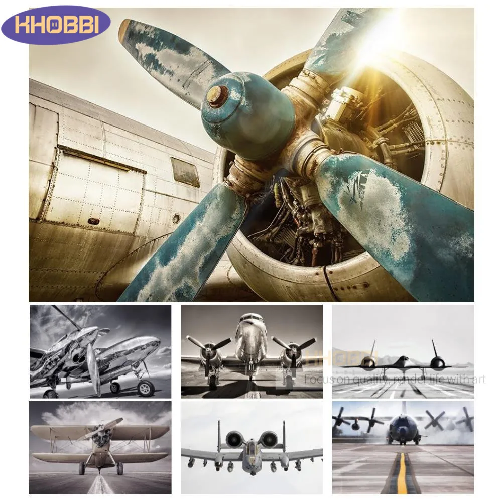 

Combat Aircraft 5D Diamond Painting Plane Aircraft Propeller Full Drill Kits Embroidery Diamonds Rhinestone Decor Home Wall Art