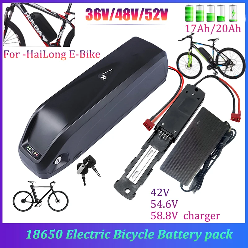 

36V 48V 52V Battery Pack For Hailong Electric Bicycle 30A 500W 750W 1000W 18650 Cell Ebike Batterie For Bafang BBS02 BBS03 BBSHD