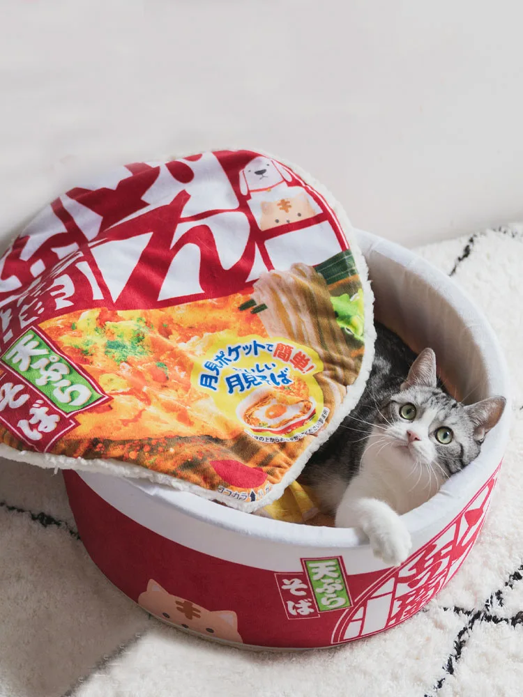 

Cute Cat Dog Bed Winter Tent Funny Noodles Small Dog Bed House Sleeping Bag Cushion for Cats Plush Bed Furniture Accessories