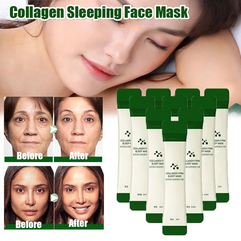 

10-30Pc Collagen Sleeping Face Mask No Wash Liquid Sleep Night Facial Mask Protein Firming Face Care Moisturizing Skin Care Tool
