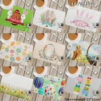 popular linen easter bunny eggs printed table place mat pad cloth dish placemat cup party tea coaster napkin doily kitchen decor
