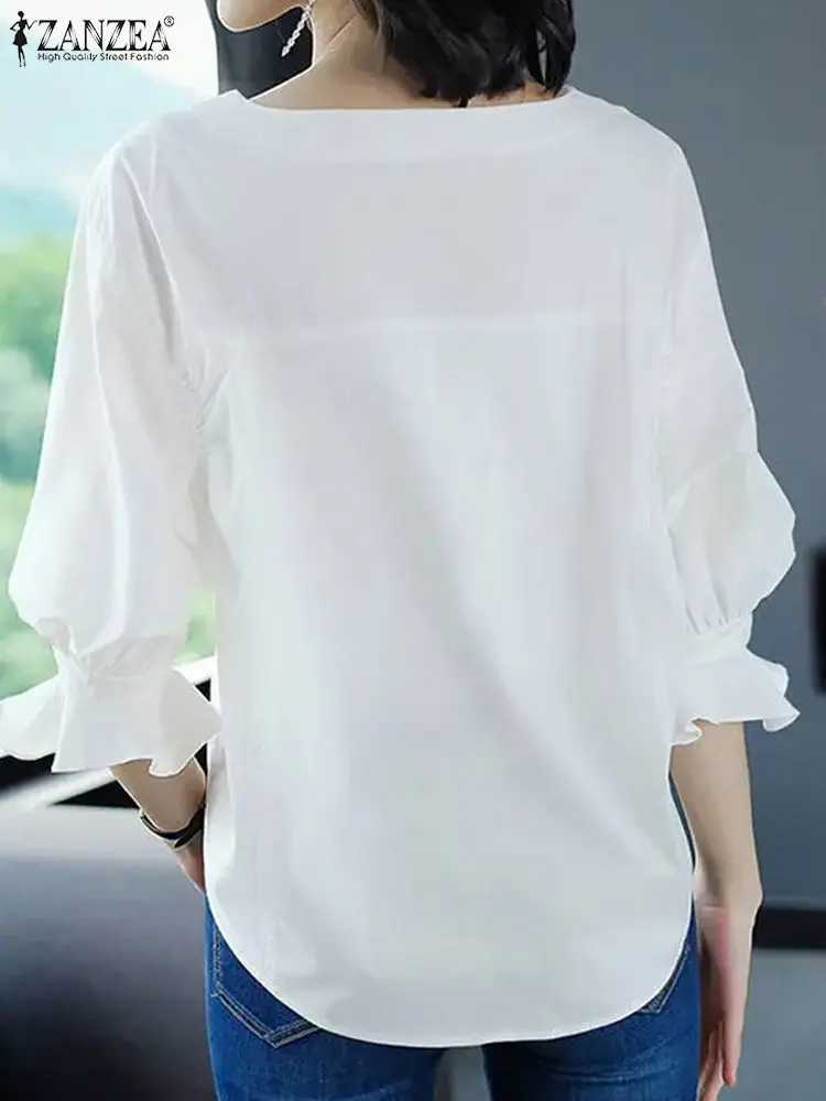 Блузка ZANZEA женская летняя с коротким рукавом элегантная офисная рубашка