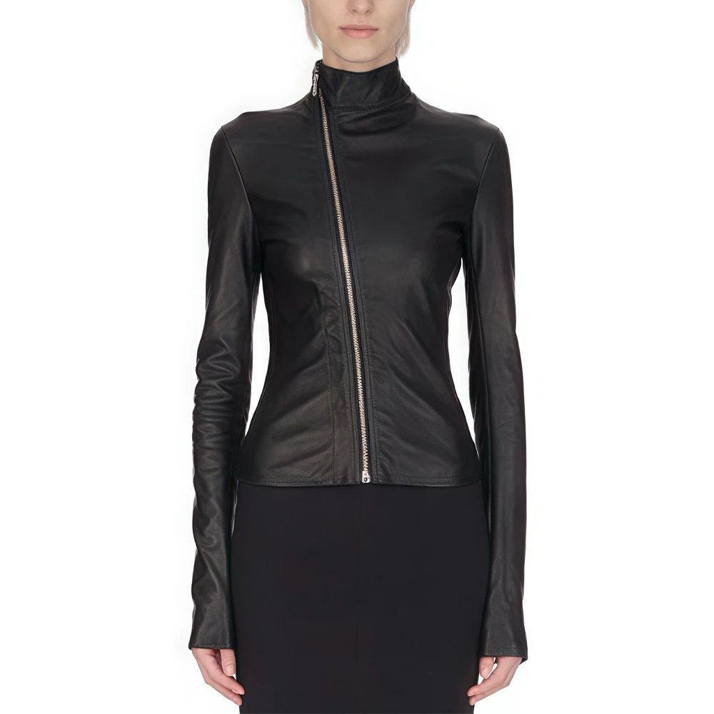 Женская весенне-осенняя однотонная Асимметричная куртка из овечьей шкуры NIGO на