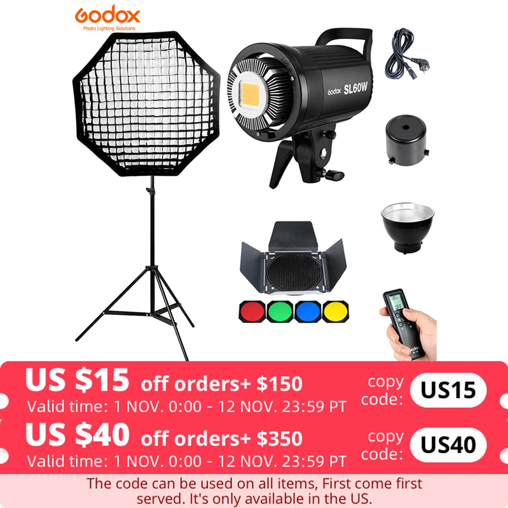 

Godox LED Video Light SL-60W SL60W 5600K White Version Video Light Continuous Light Bowens Mount for Studio Video Recording
