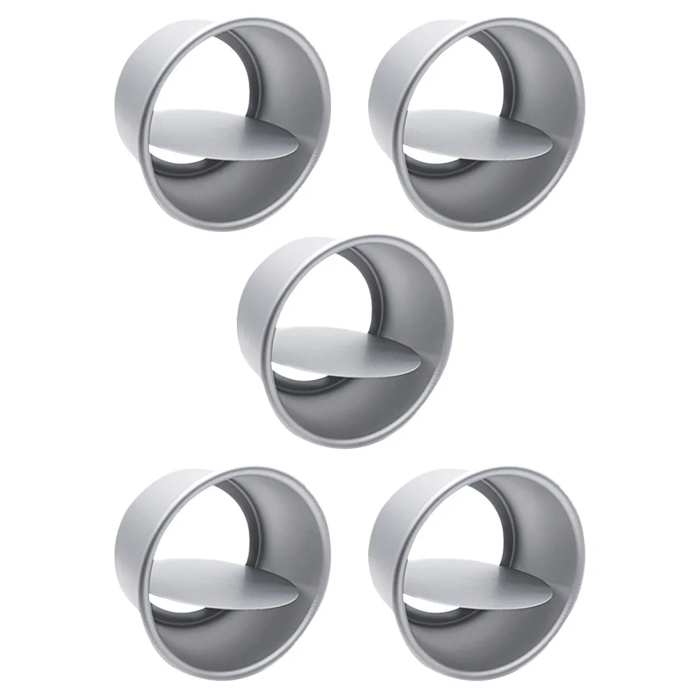

5 Pcs Non Stick Baking Pan Live Cake Mold Small Pans Ring Molds 4 Inch Tins Round Aluminum Alloy