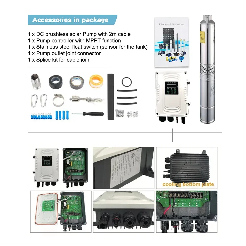 Maxbo 3-дюймовый 2hp 3hp 4hp 5hp 7hp 7.5hp 15hp 20hp 25hp 40hp dc погружной солнечный водяной насос Лидер