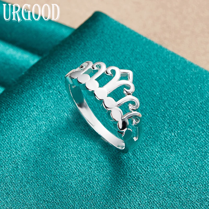

925 Sterling Silver Fashion Jewelry 7-10# Crown Ring For Women Party Engagement Wedding Anniversary Gift