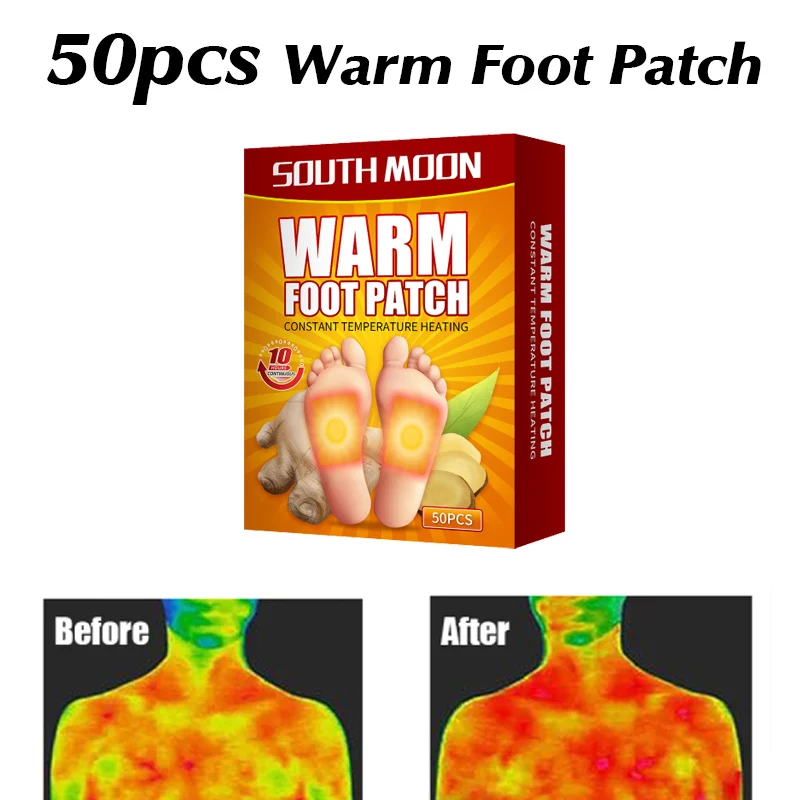 

50pc South Moon Ginger Foot Patches Warm Baby Disposable Dehumidification Warm Body Sticker Self-heating Cold-proof Warmer Pad