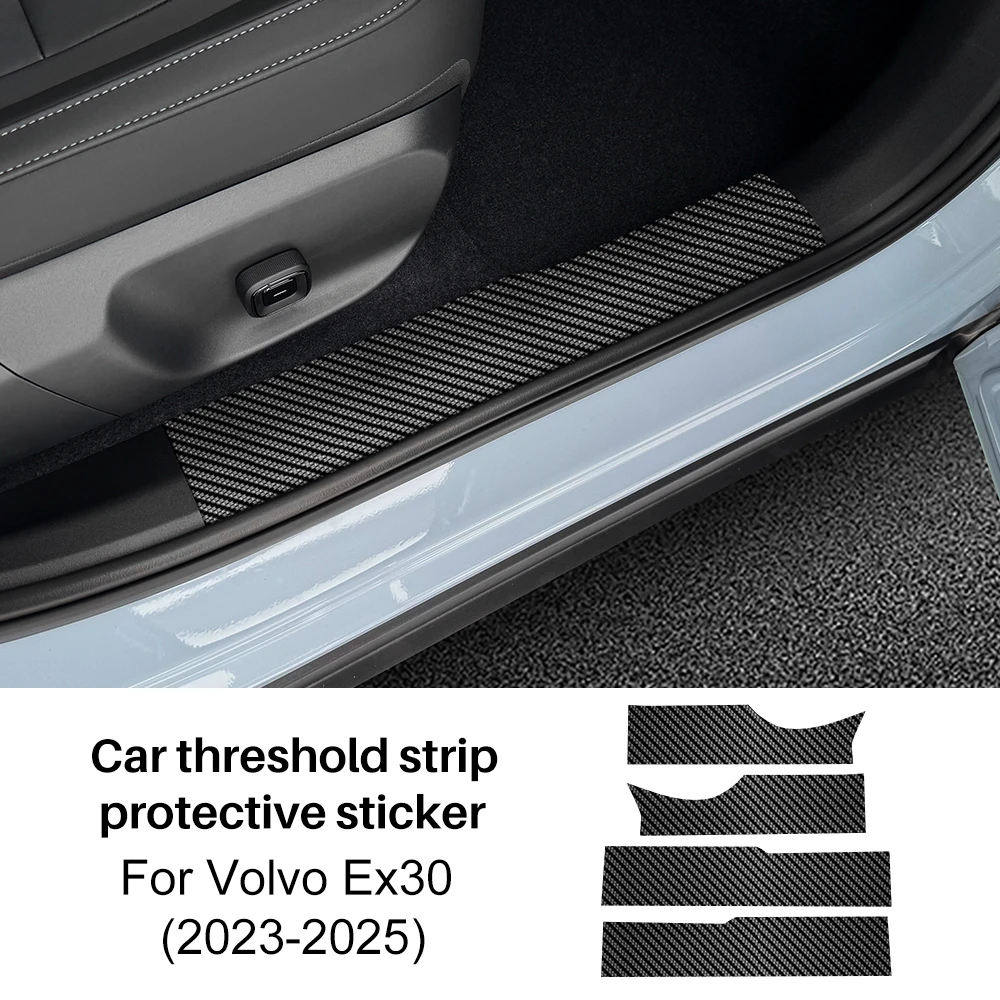 

Защитная наклейка на пороги для Volvo EX30 2024 2025, интерьерная искусственная кожа, замша, текстура из углеродного волокна, автомобильный Стайлинг