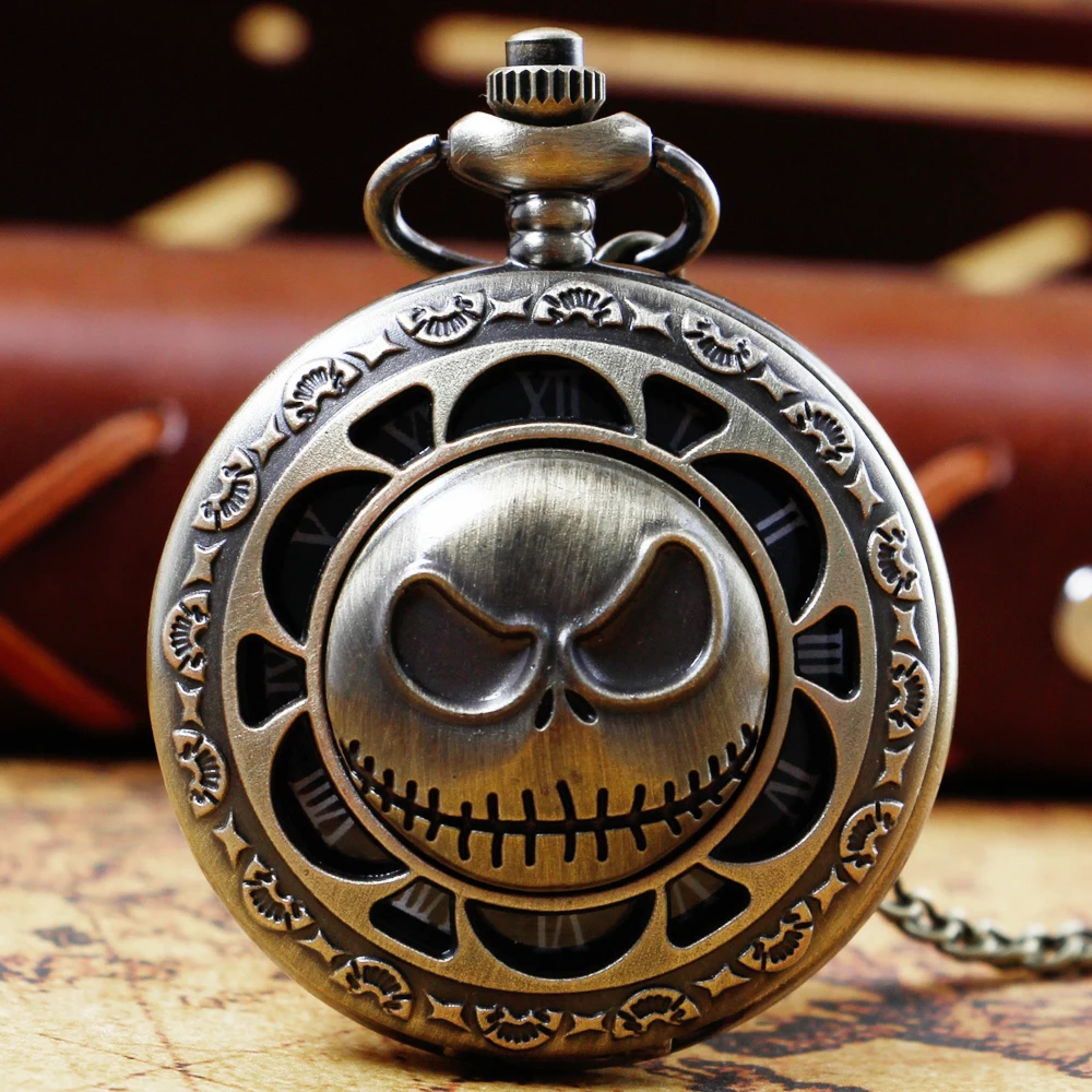 

Roman Numerals Dial Quartz Pocket Watch Vintage Skeleton Punk Cool Necklace Watch for Kids Men Women Exquisite Pendant Gifts