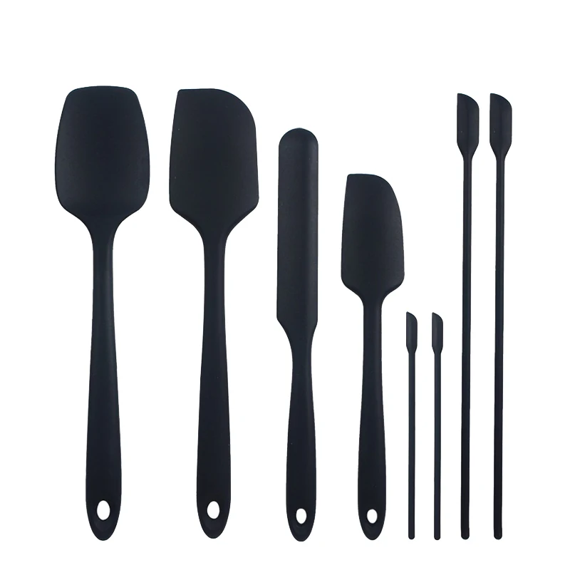 

Набор из 8 силиконовых шпателей, термостойкие кухонные принадлежности, слитные дизайнерские шпатели для антипригарной посуды, черный цвет