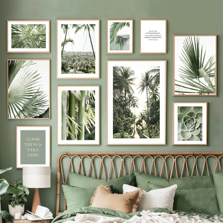 

Bamboo Forest Succulents Palm Leaf Wall Art Canvas Nordic Posters And Prints Plants Wall Pictures For Living Room DecorPainting