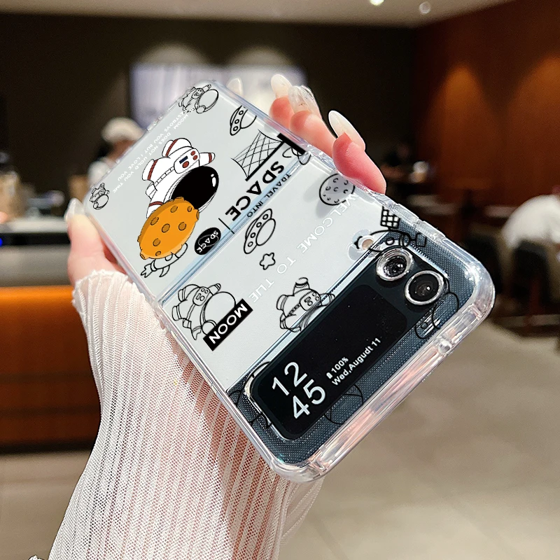 Роскошный чехол с космосом и астронавтом для Samsung Galaxy Z Flip 6 5 4 3 жесткий прозрачный