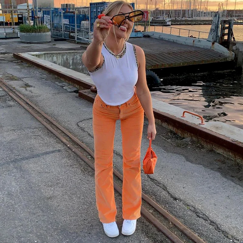 Hot Girl Y2K High Waist Pants 2021 New Color Fashion Slim Retro Wide Leg Jeans Women Loose Street Hot Trousers Chic Denim Pants