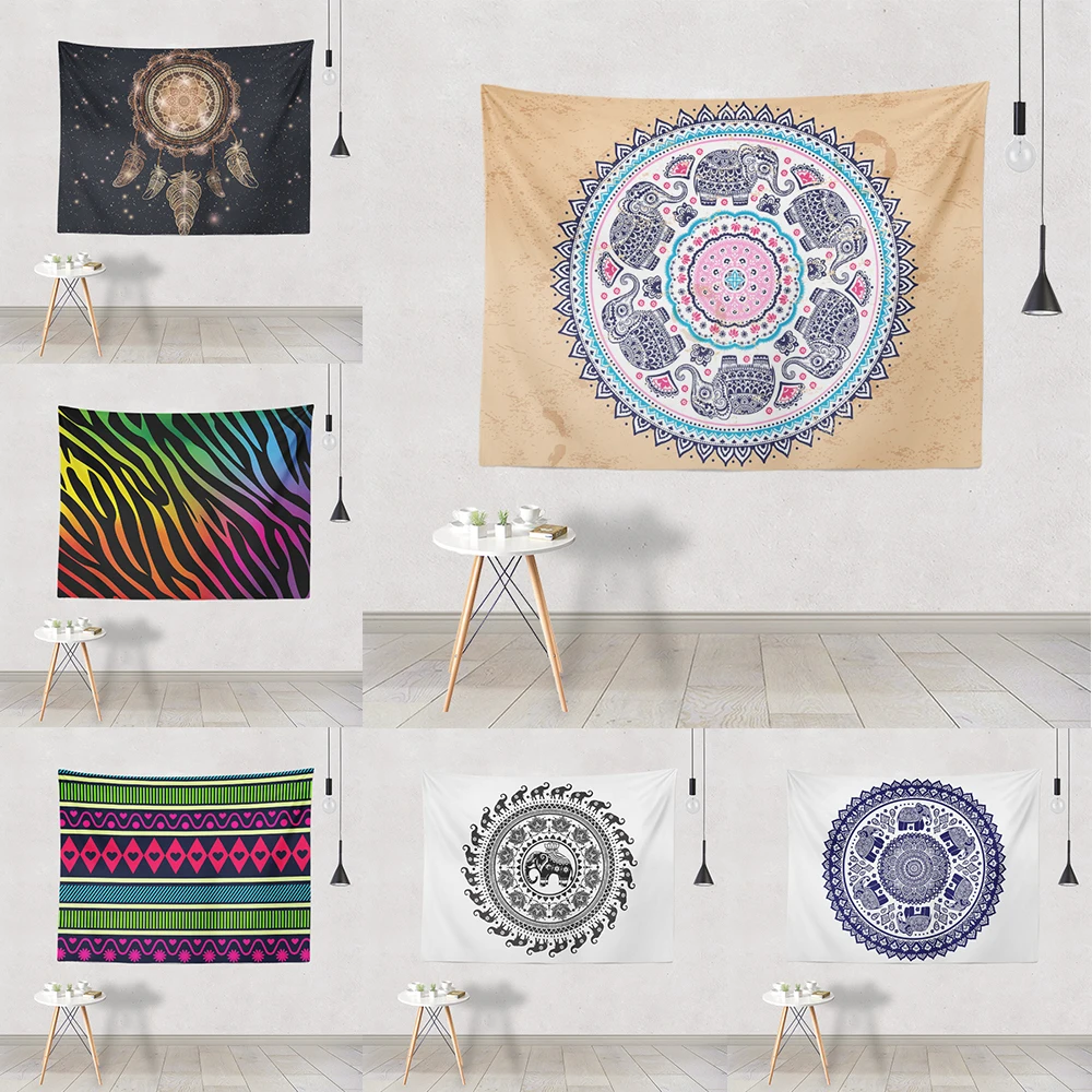 

Wall Landscape Tapestry Plumage Chrysanthemums Mandala Dreamcatcher Leopard Print Decoration Bedroom Blankets Room Arrange