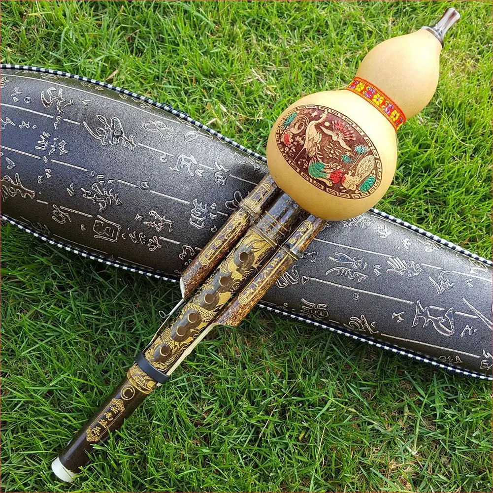 

Chinese Handmade Hulusi Gourd Cucurbit Flute Ethnic Musical Instrument C Key Bb Tone for Beginner Music Lovers Dropship