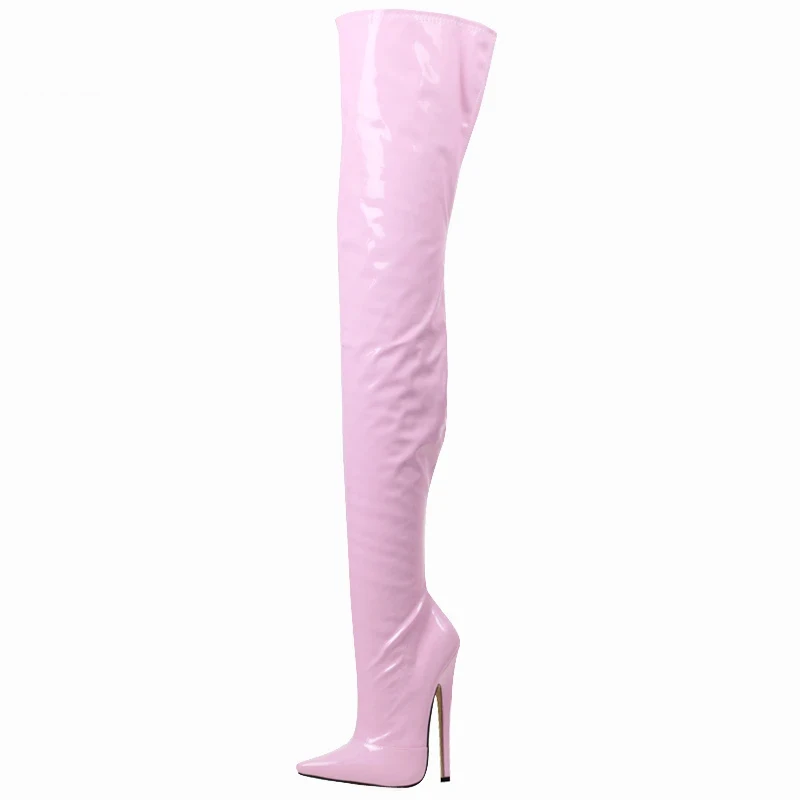 Women Slim Over-the-Knee Boots 18CM Super High Heel Pointed Toe Side Zipper 2023 Fashion Sexy Fetish Crotch Long Boots