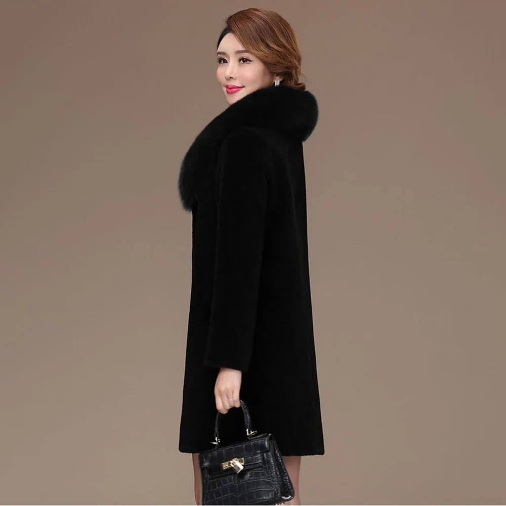 Модное меховое пальто темпераментная длинная овечья стрижка гранулы имитация