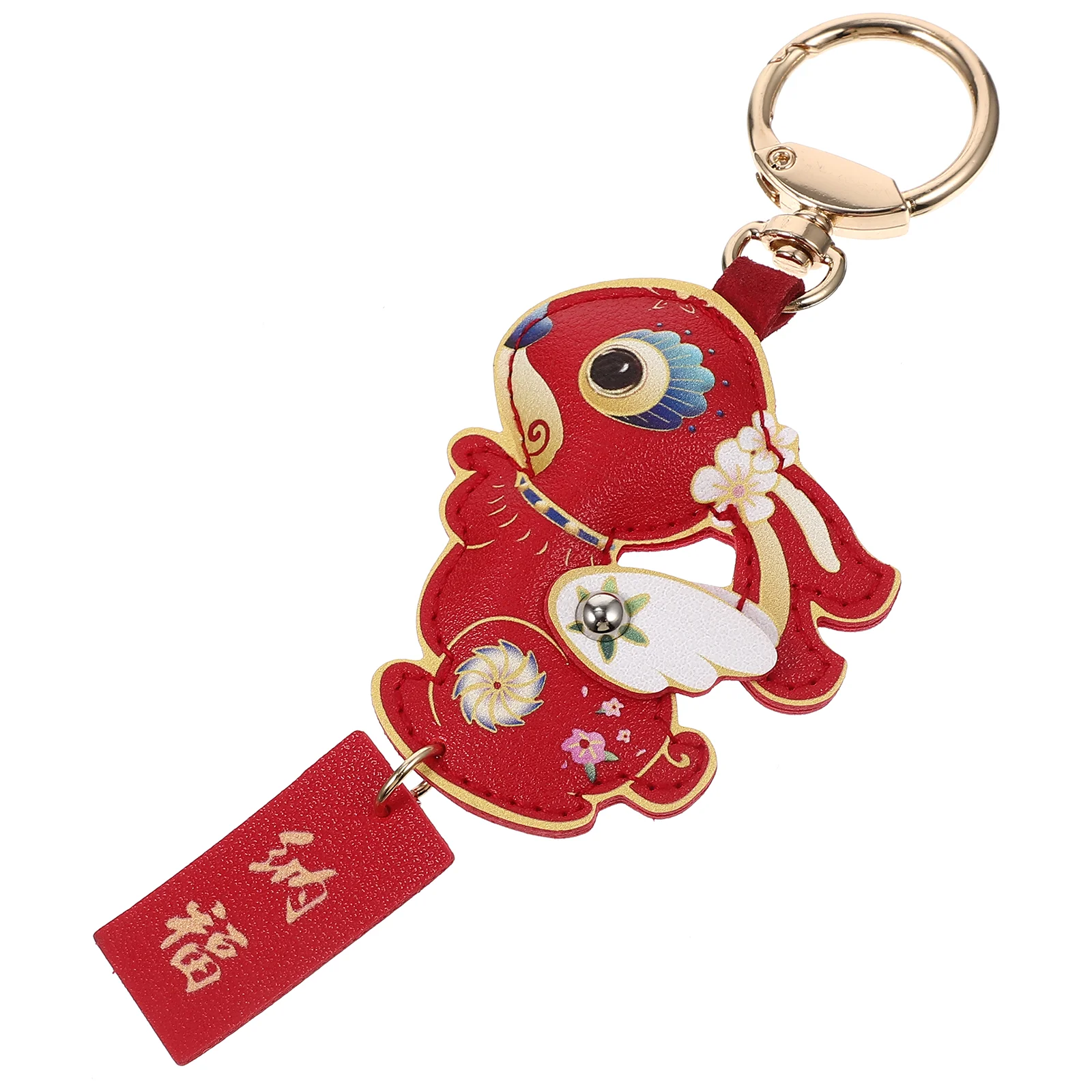 

Bunny Keychain Rabbit Year Chinese New Ring Key Pendant Ornament Keychains Charms Hanging Souvenir Cartoon Animal Pendants Pu