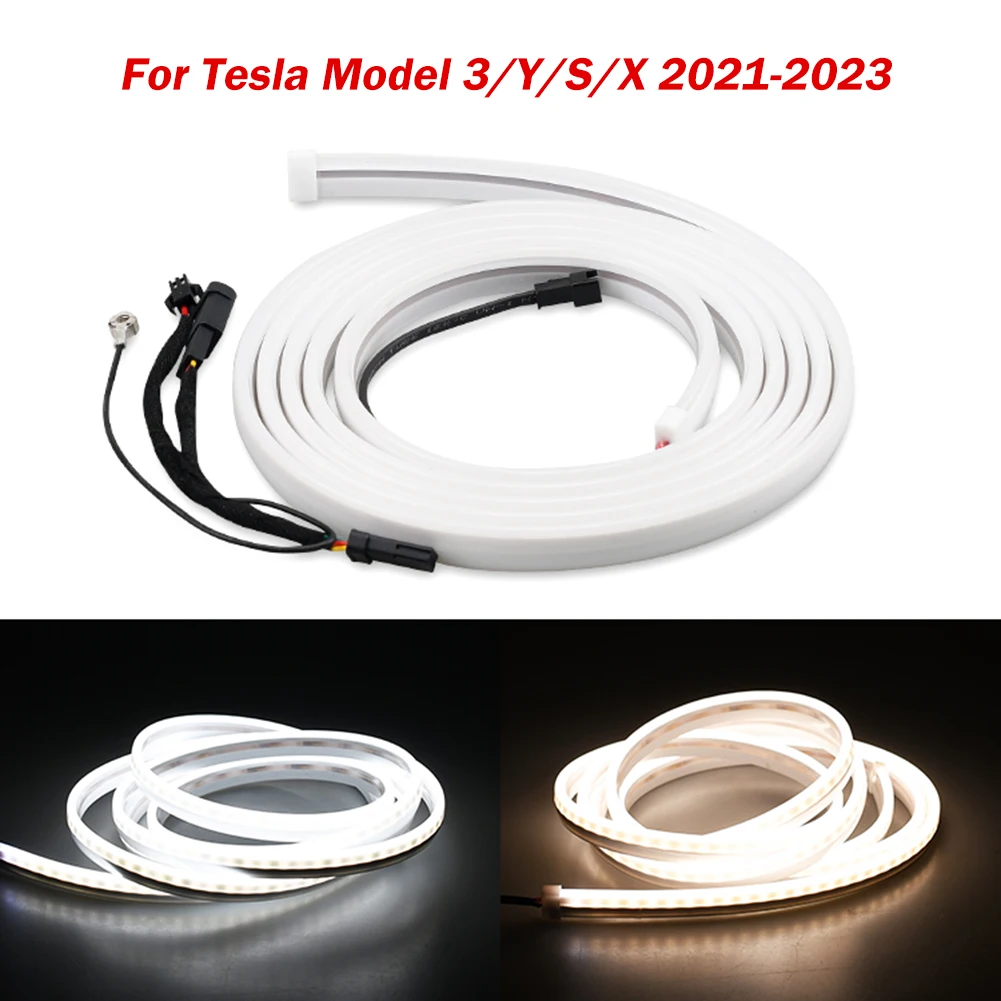 

For Tesla Model 3 Y S X Car Frunk LED Light Strip Front Rear Trunk LED Neon Strip Light Flexible Waterproof Interior Accessories
