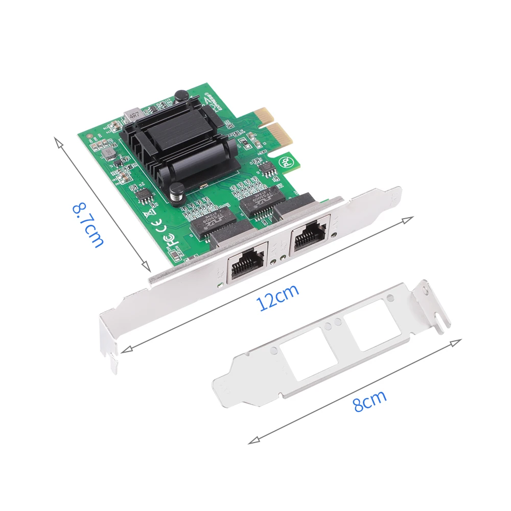 PCIe 1x гигабитная Двухпортовая Серверная сеть 2 * RJ45 порта Lan адаптер карта 5G 10/100/1000
