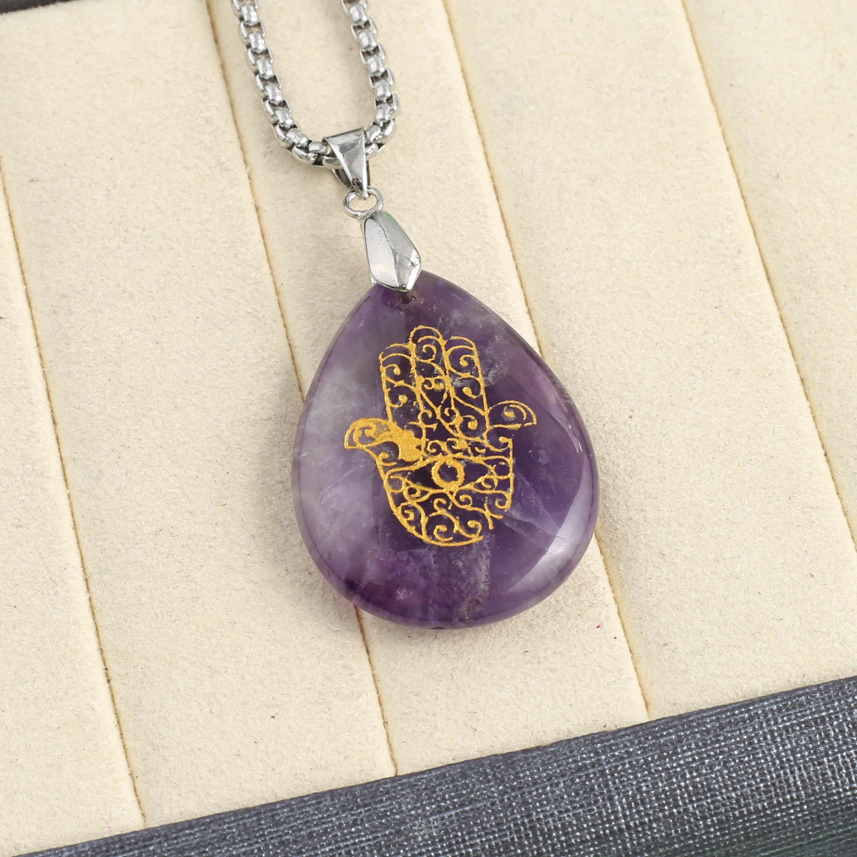 Ожерелье с подвеской из натурального камня чакры женское ожерелье рисунком