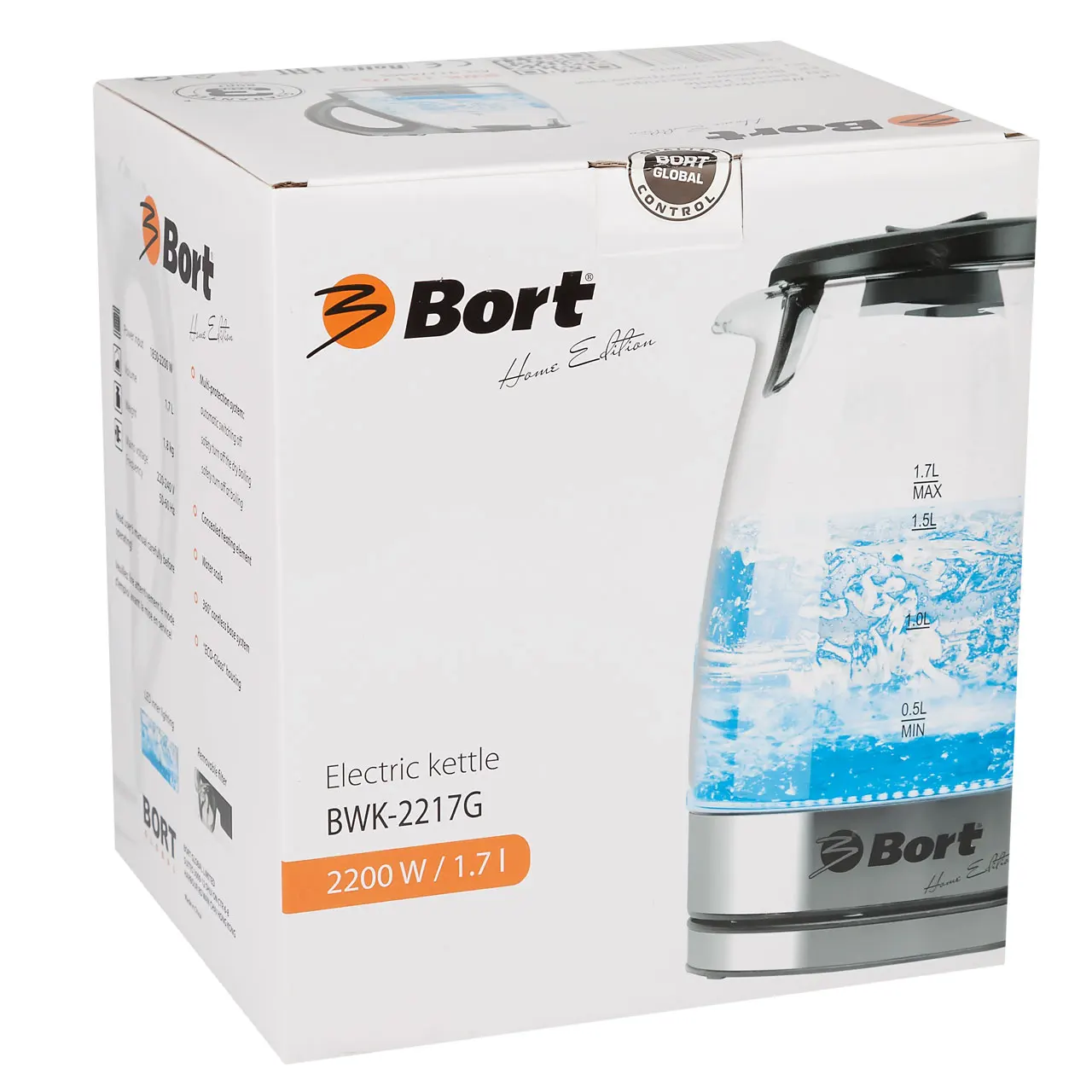 Чайник электрический Bort BWK-2217G (стекло объем 1.7л. подсветка фильтр) | Бытовая