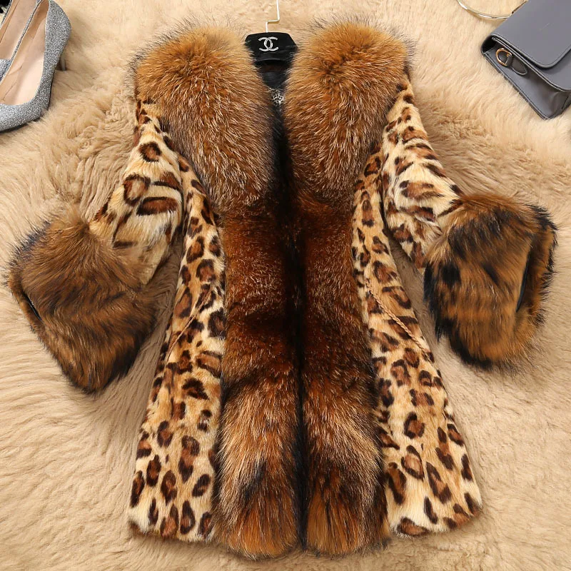 New Winter Jacket Women Faux Fur Coat Parkas Windbreaker Faux Raccoon Fur Collar Plus Size Warmth Tops Luxury