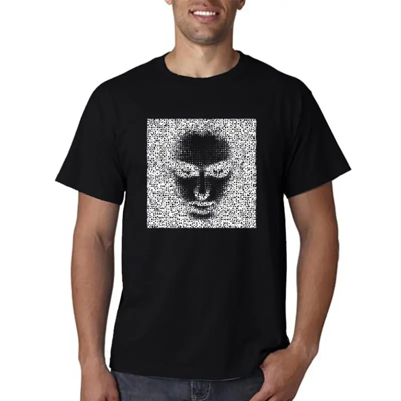 

European And American High Street Fashion Short Sleeve T-shirt, Small Black and White Retro Simplicity, Men's Head Chest Printin