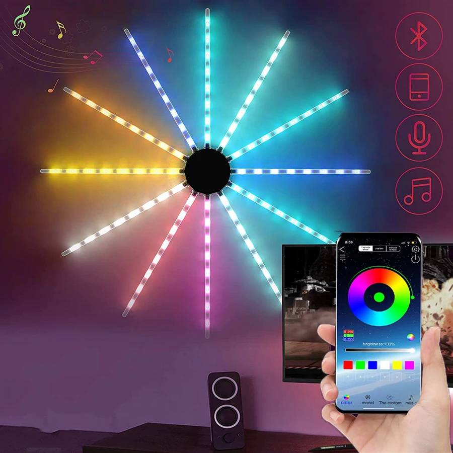 

Smart Led Firework Light Bluetooth APP Starburst String Light Indoor Wall Mount Christmas Fairy Garland Light For Home Party