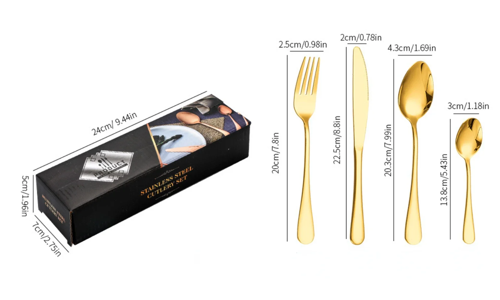 Набор столовых приборов из нержавеющей стали 304 с деревянной ручкой 24 шт.