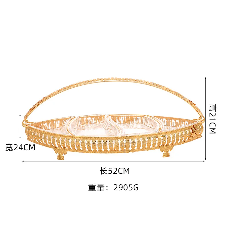Золотая Высококачественная портативная корзина для фруктов в европейском стиле